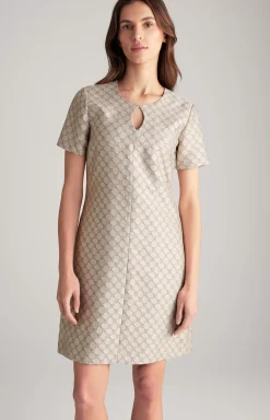 Jacquard Dress in a Beige Pattern