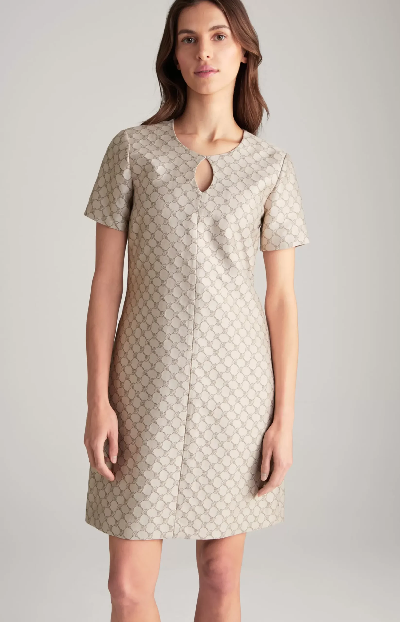 Jacquard Dress in a Beige Pattern