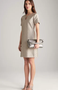 Jacquard Dress in a Beige Pattern