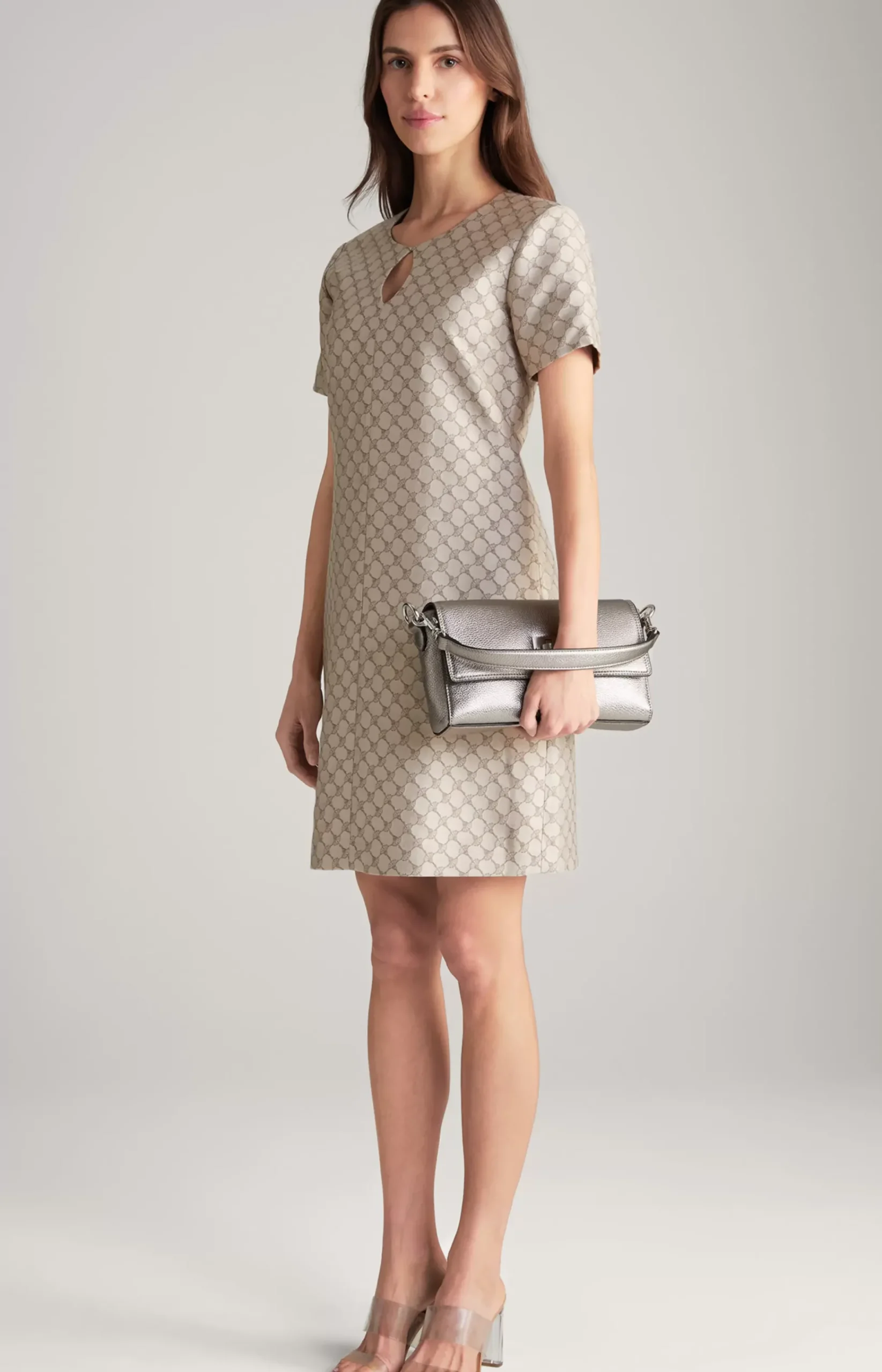 Jacquard Dress in a Beige Pattern