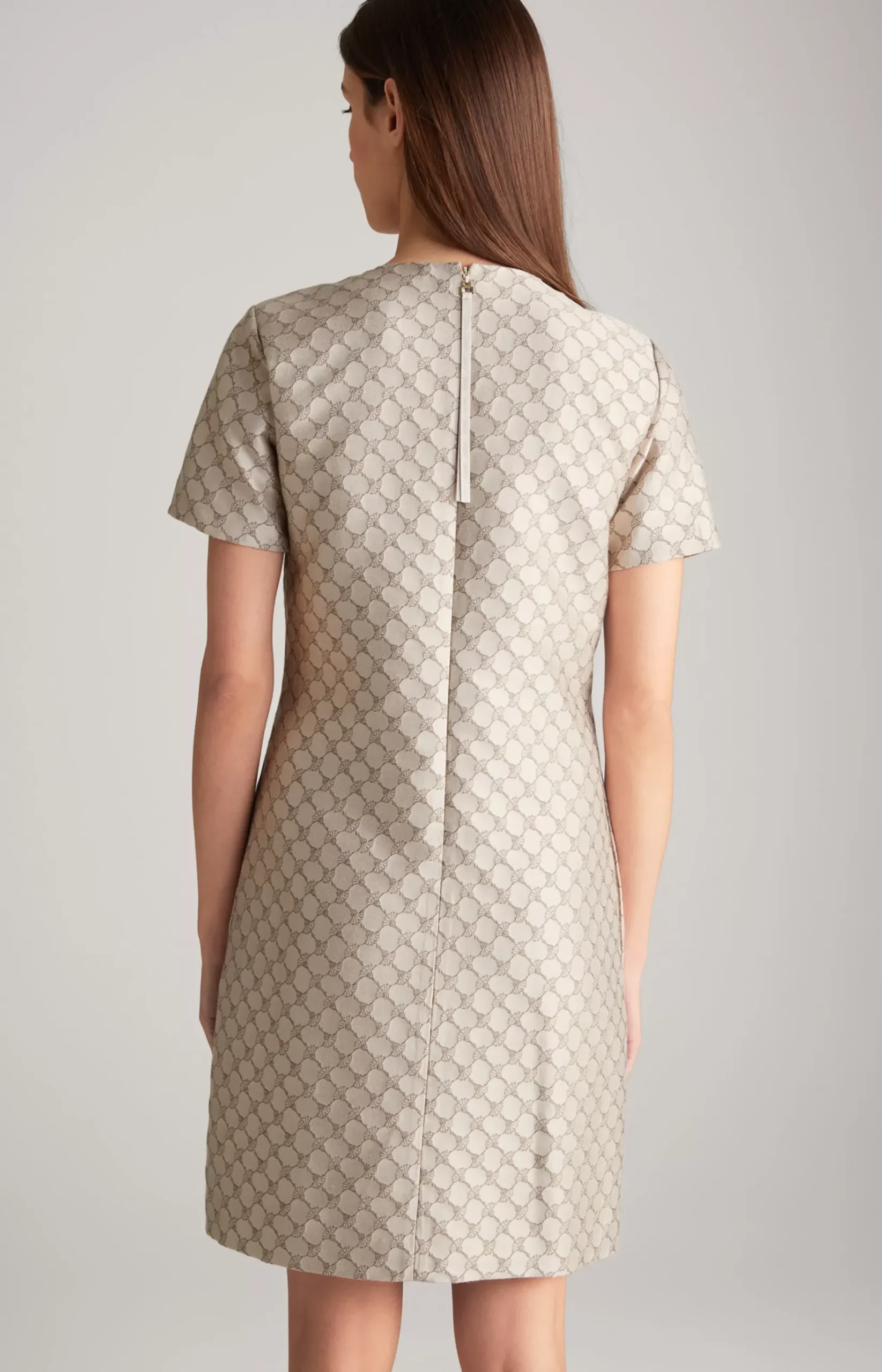 Jacquard Dress in a Beige Pattern