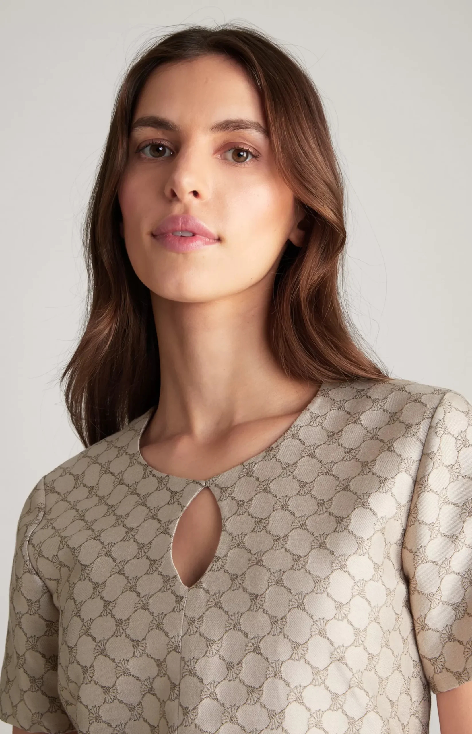 Jacquard Dress in a Beige Pattern