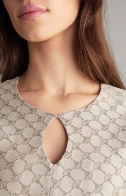 Jacquard Dress in a Beige Pattern