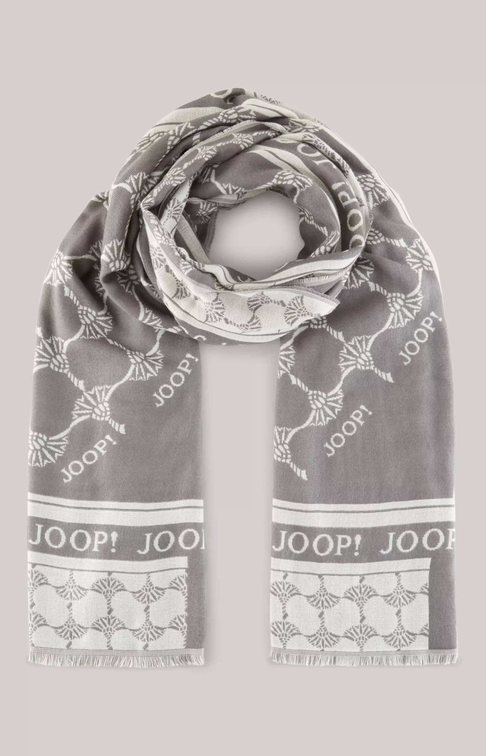 Jacquard Scarf in Grey/Cream