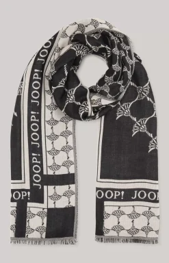 Jaquard Scarf in Black/Beige