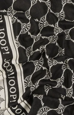 Jaquard Scarf in Black/Beige