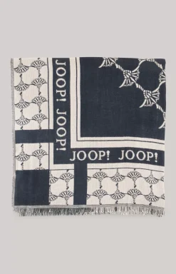Jaquard Scarf in Dark Blue/Beige