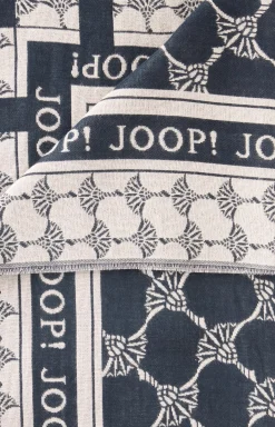 Jaquard Scarf in Dark Blue/Beige