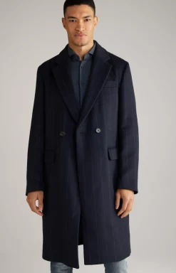 Jennis Coat in Dark Blue Stripes
