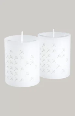 JOOP! FADED CORNFLOWER Pillar Candles in White - Set of 2, 10 cm tall
