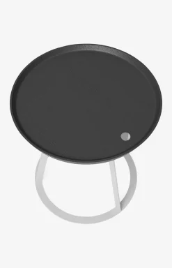 JOOP! ROUND side table with smoked oak plate, 45 x 47 cm in white/anthracite