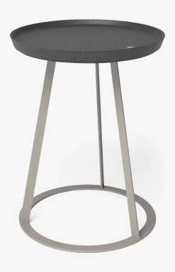 JOOP! ROUND side table with smoked oak plate, 45 x 52 cm in taupe/anthracite
