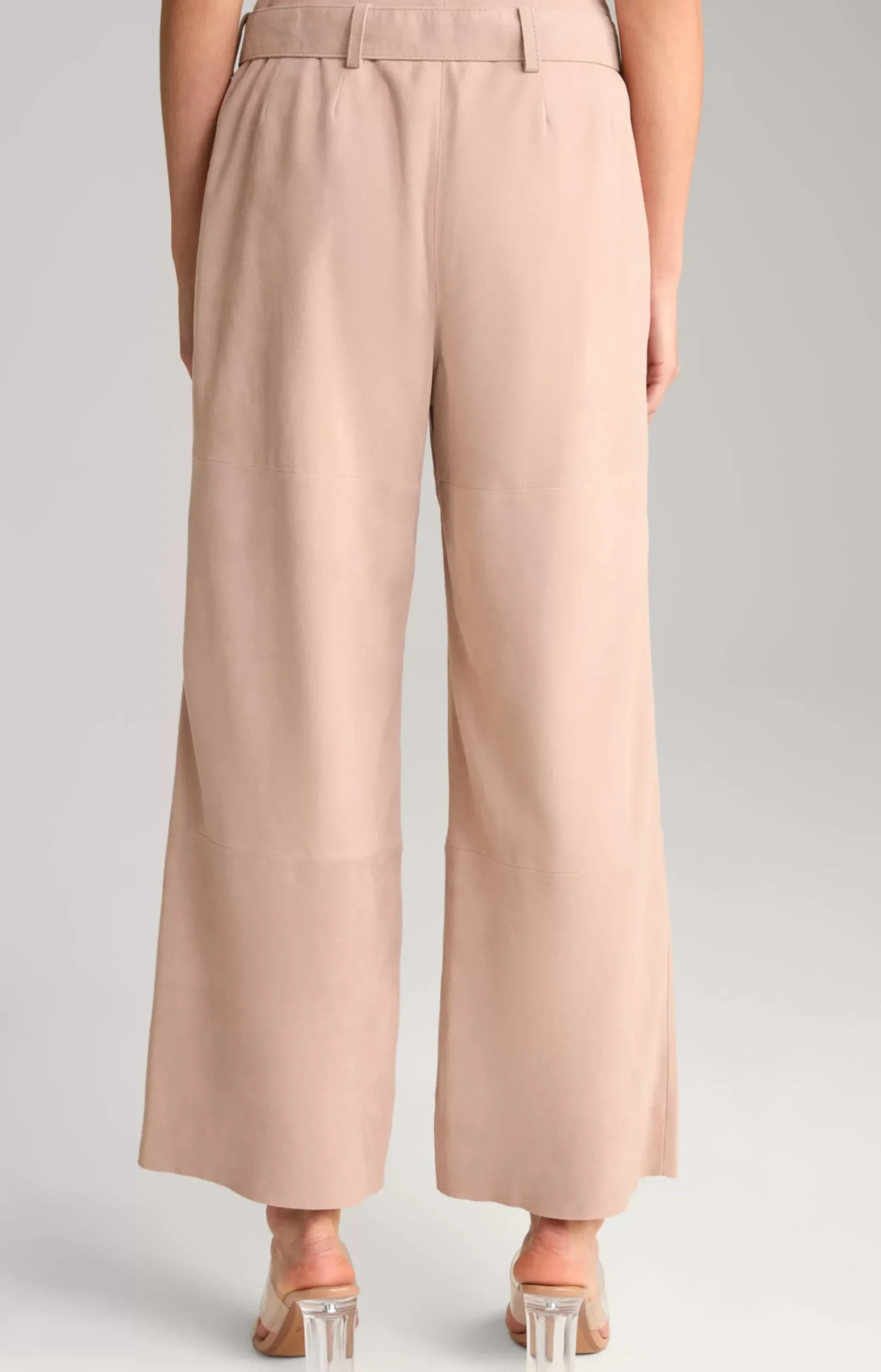 Kidskin Suede Leather Trousers in Light Brown