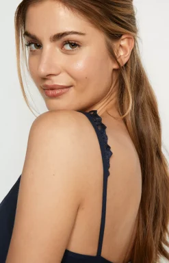Lace loungewear top in midnight