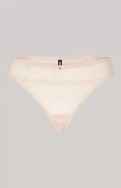 Lace Thong in Rosé/Ecru