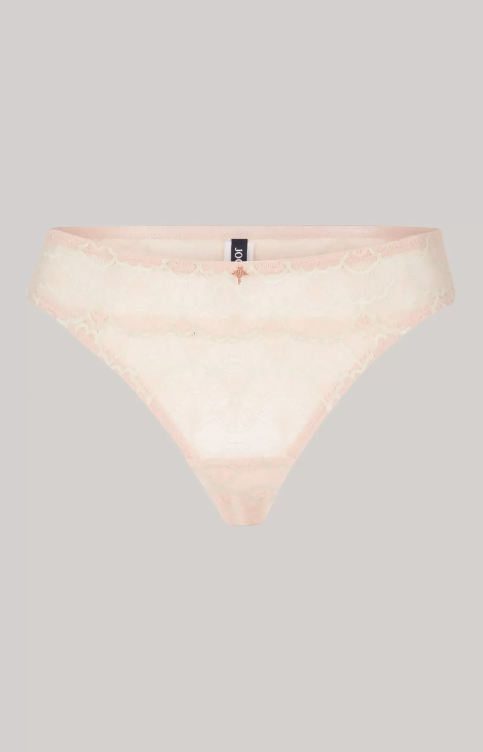 Lace Thong in Rosé/Ecru