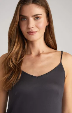 Lace-trimmed Spaghetti Strap Top in Anthracite