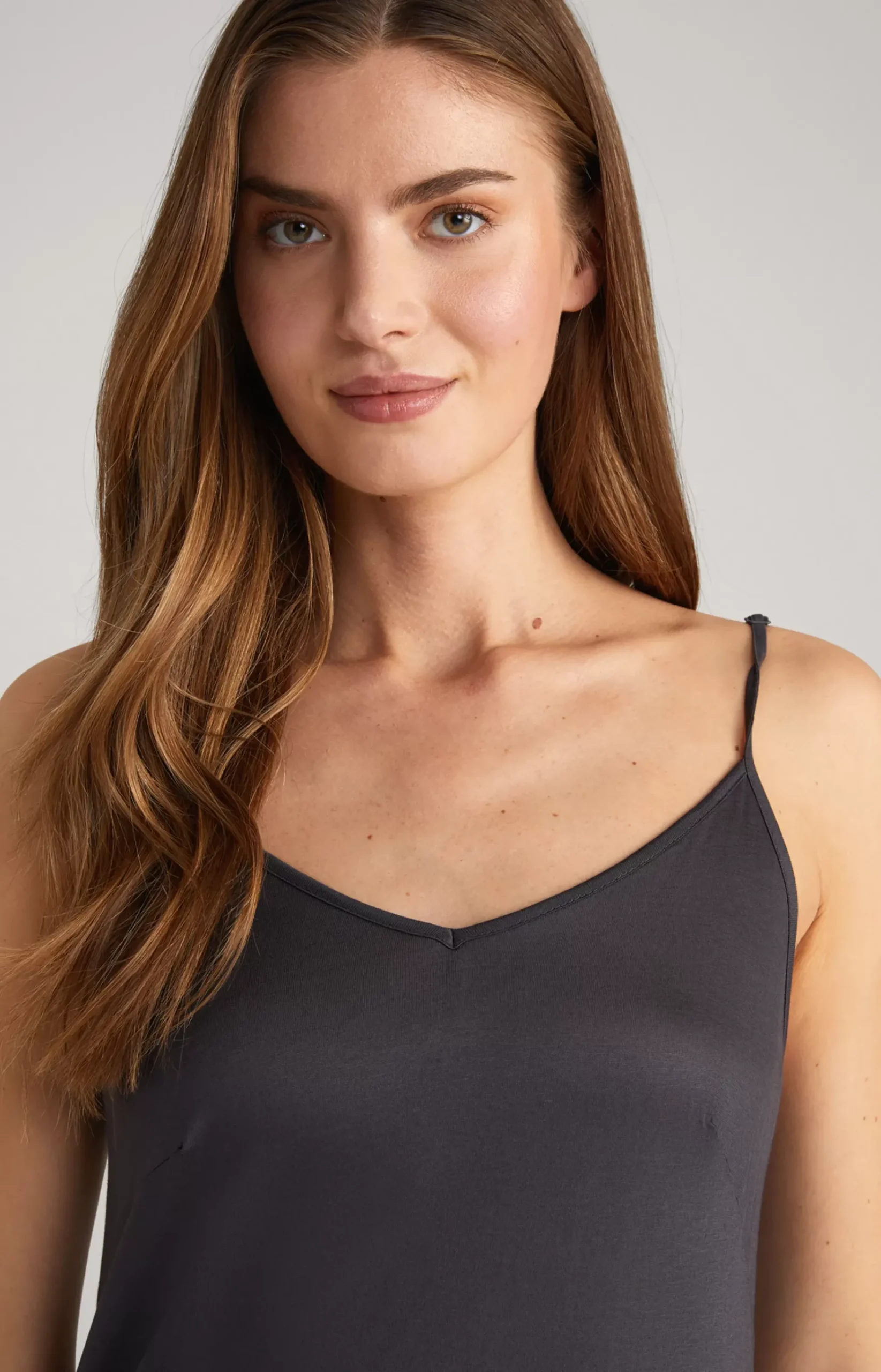Lace-trimmed Spaghetti Strap Top in Anthracite