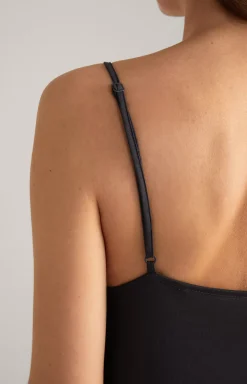 Lace-trimmed Spaghetti Strap Top in Anthracite