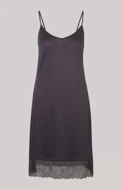 Lace-trimmed Spaghetti Strap Top in Anthracite