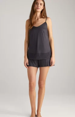 Lace-trimmed Spaghetti Strap Top in Anthracite