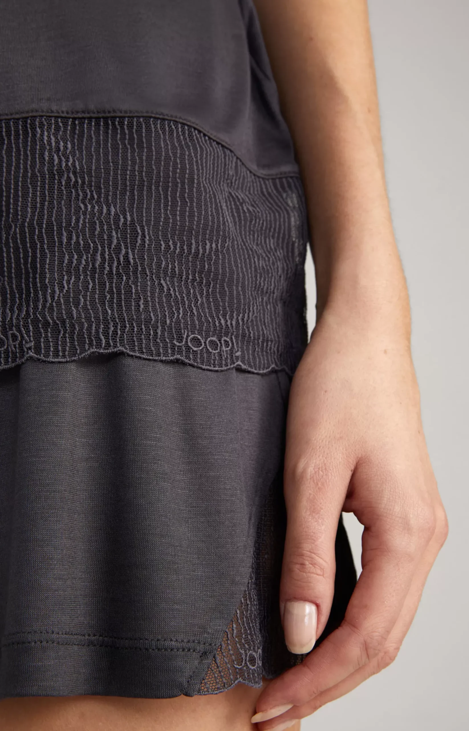 Lace-trimmed Spaghetti Strap Top in Anthracite