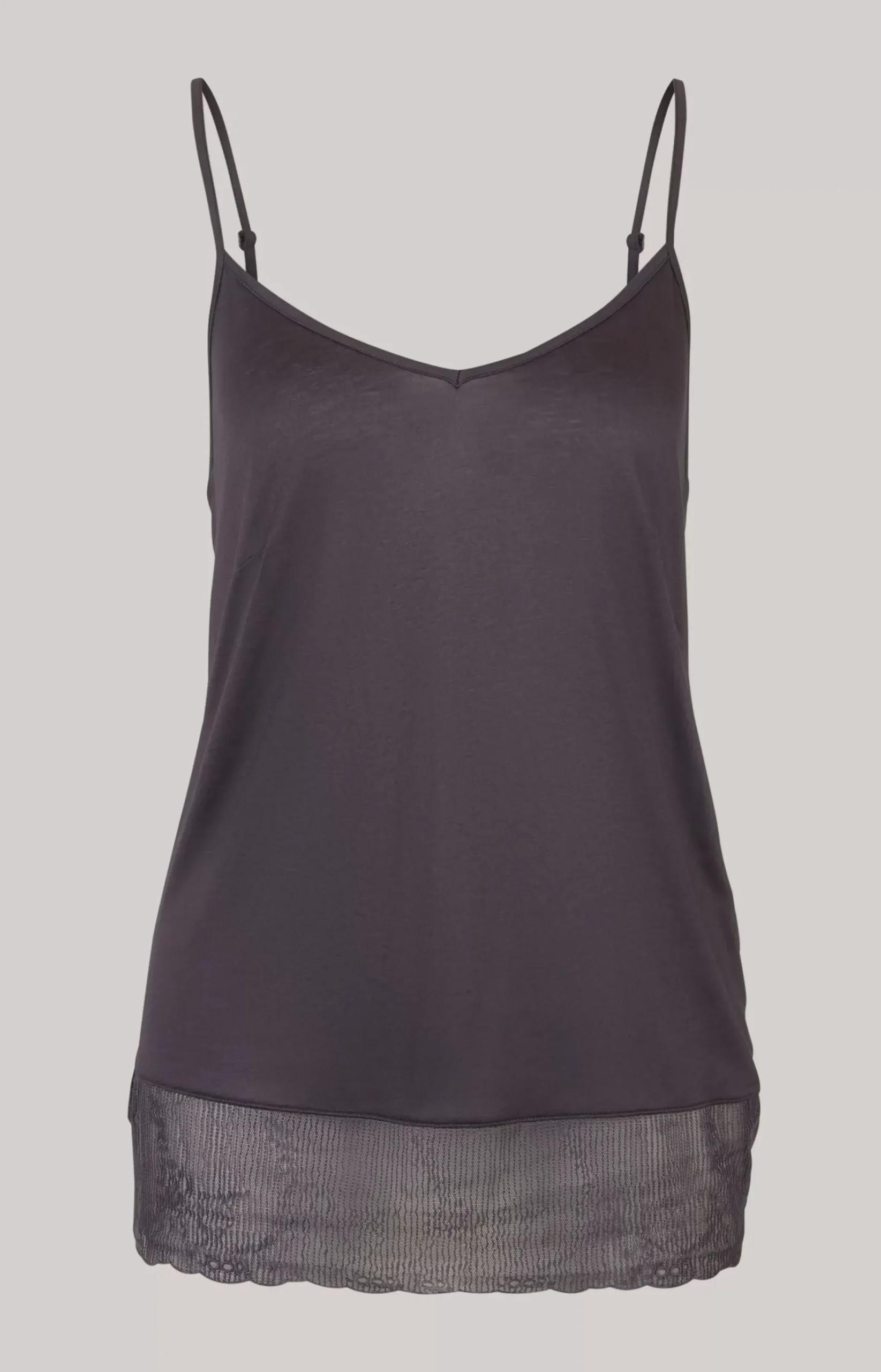 Lace-trimmed Spaghetti Strap Top in Anthracite