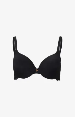 Lace-trimmed underwired bra in Black