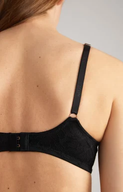 Lace-trimmed Underwired Bra in Black
