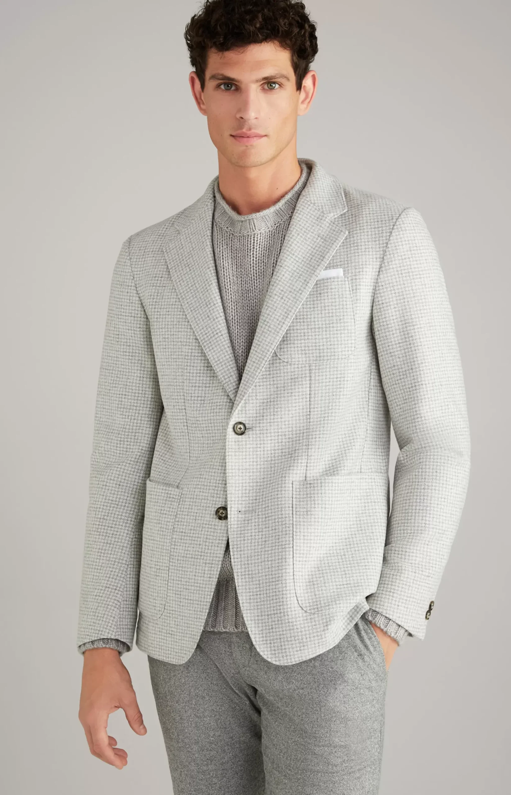Laig Jacket in Light Grey/Off-white