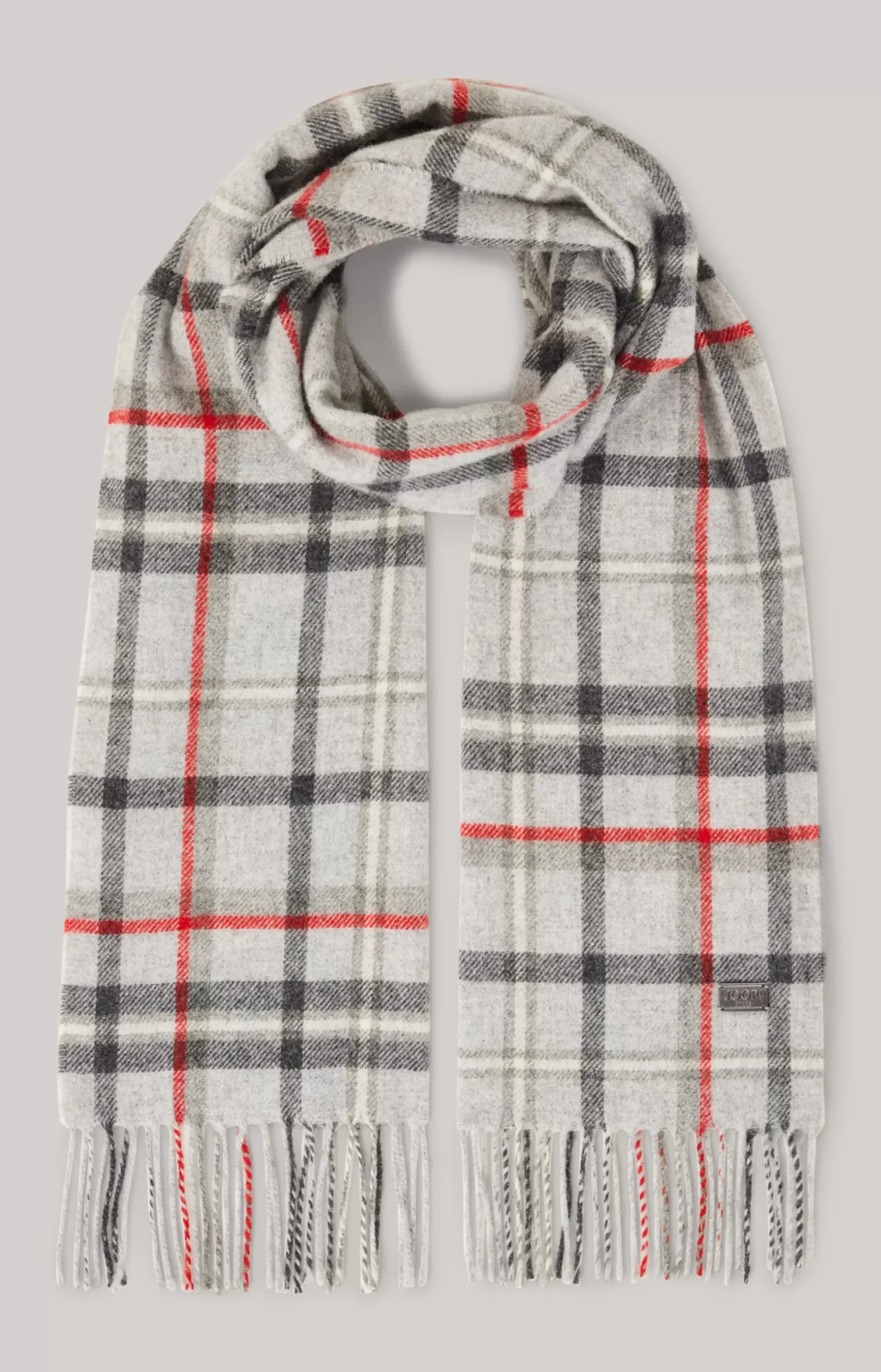 Lamazi Scarf in a Grey/Red Pattern