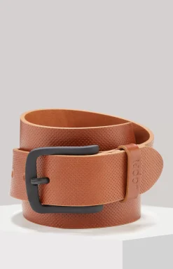 Leather Belt in Cognac, textured