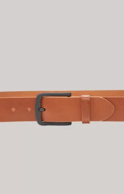 Leather Belt in Cognac, textured