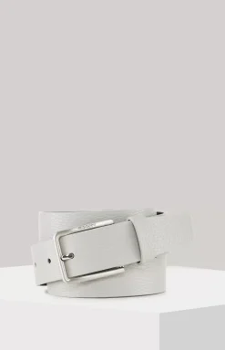 leather belt in light grey