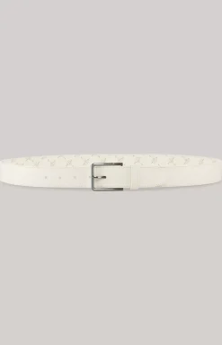 leather blend belt in off-white