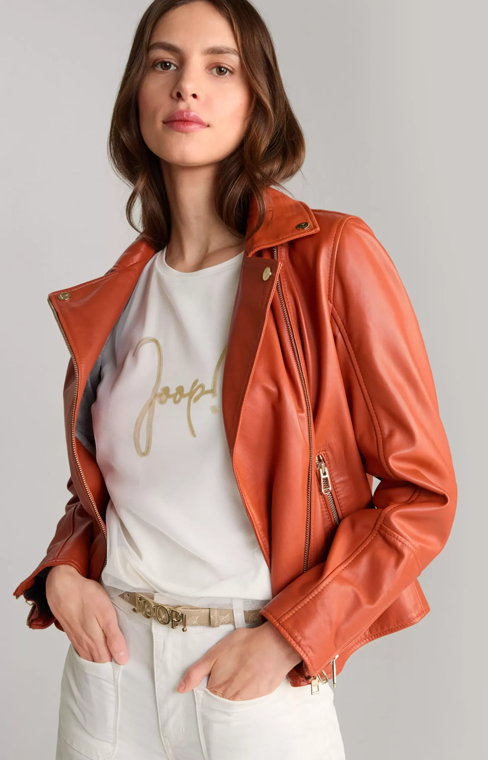 Leather Jacket in Orange