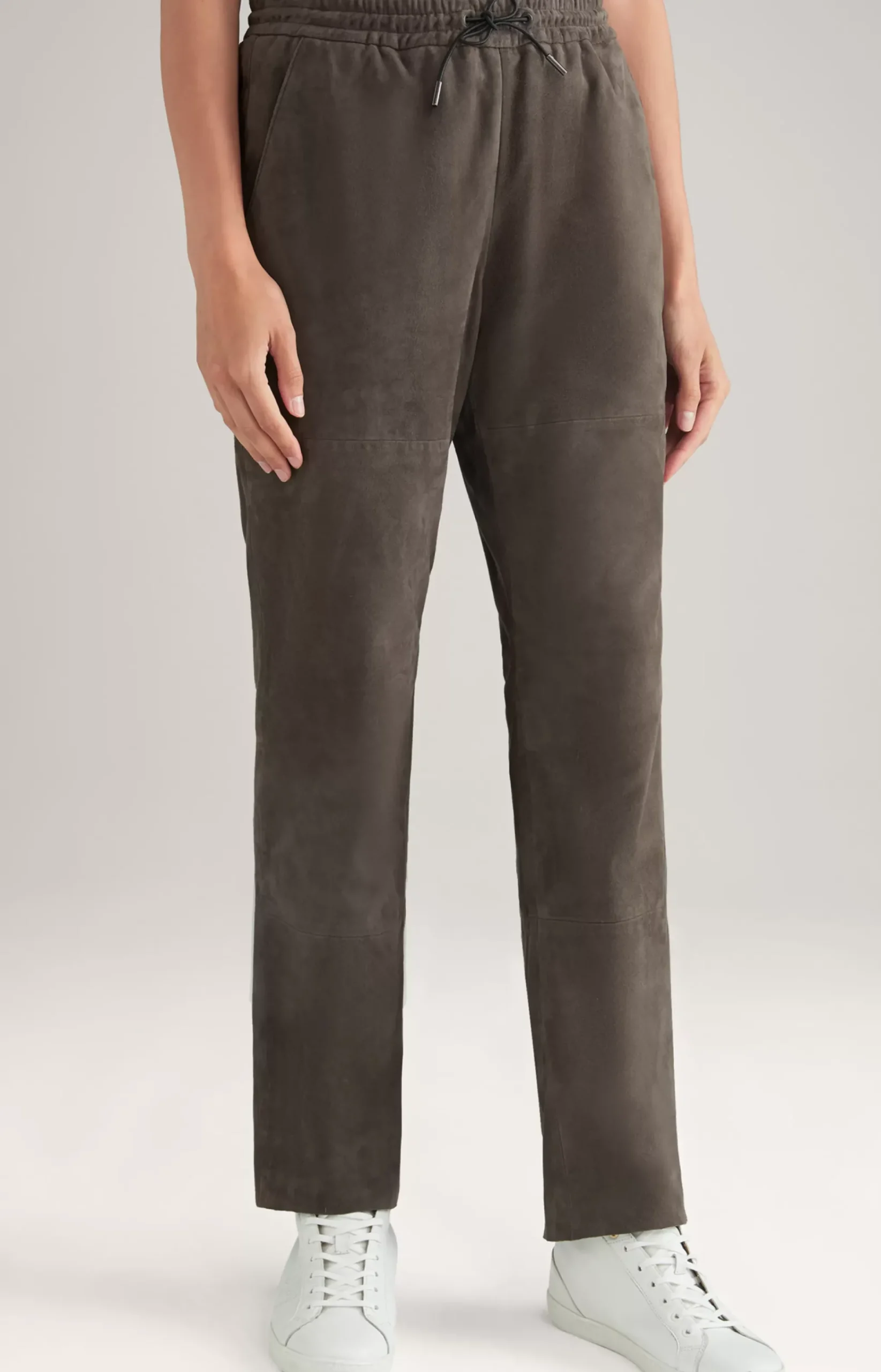Leather Trousers in Grey/Brown