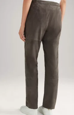Leather Trousers in Grey/Brown