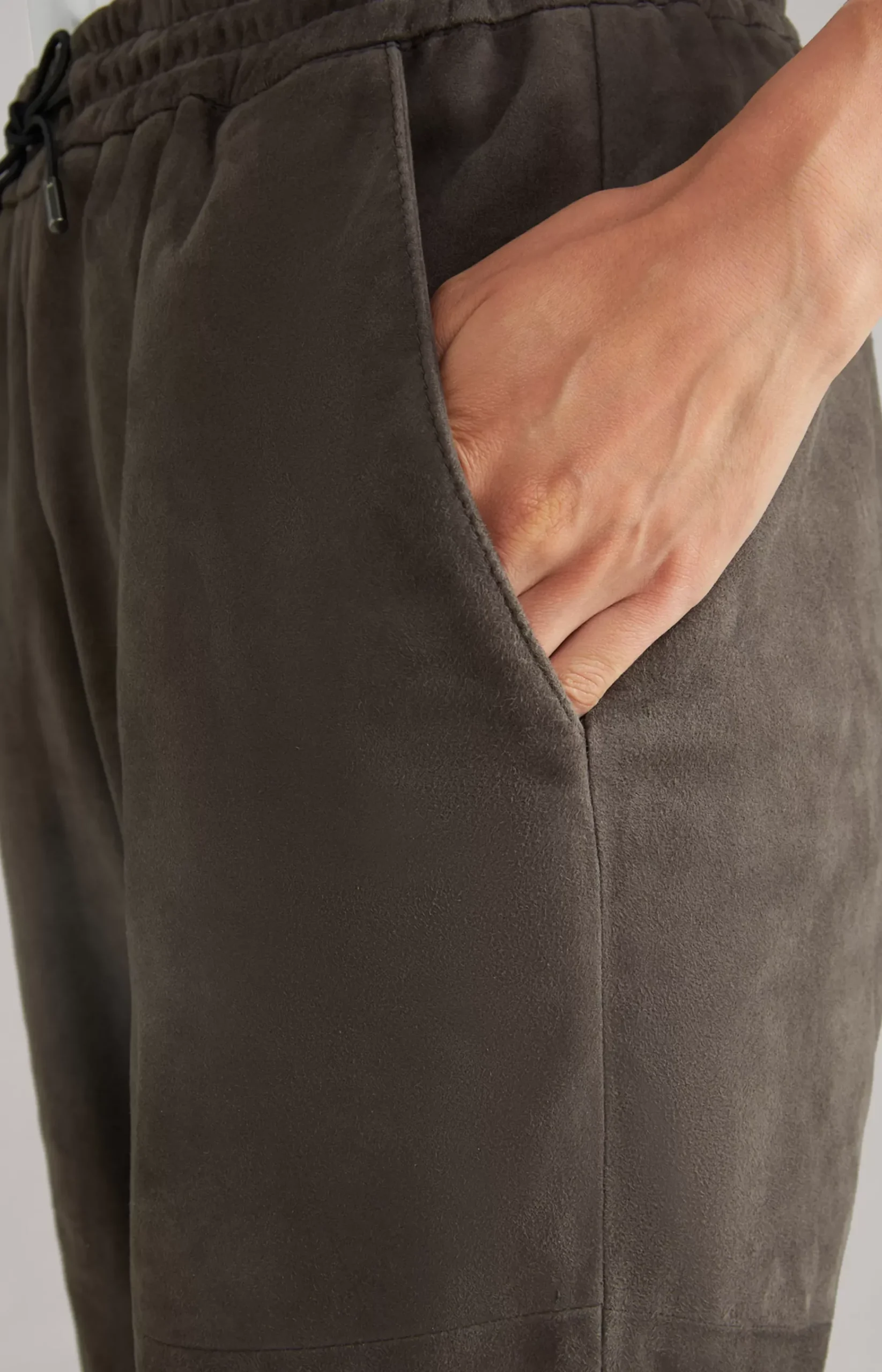 Leather Trousers in Grey/Brown
