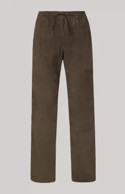 Leather Trousers in Grey/Brown