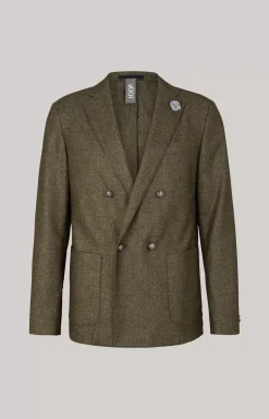 Lenderson double-breasted jacket in mottled green