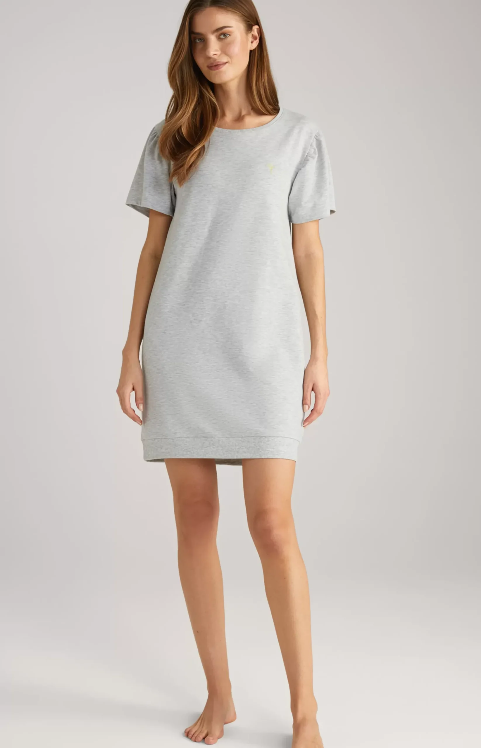 Long Loungewear Shirt in Grey Melange