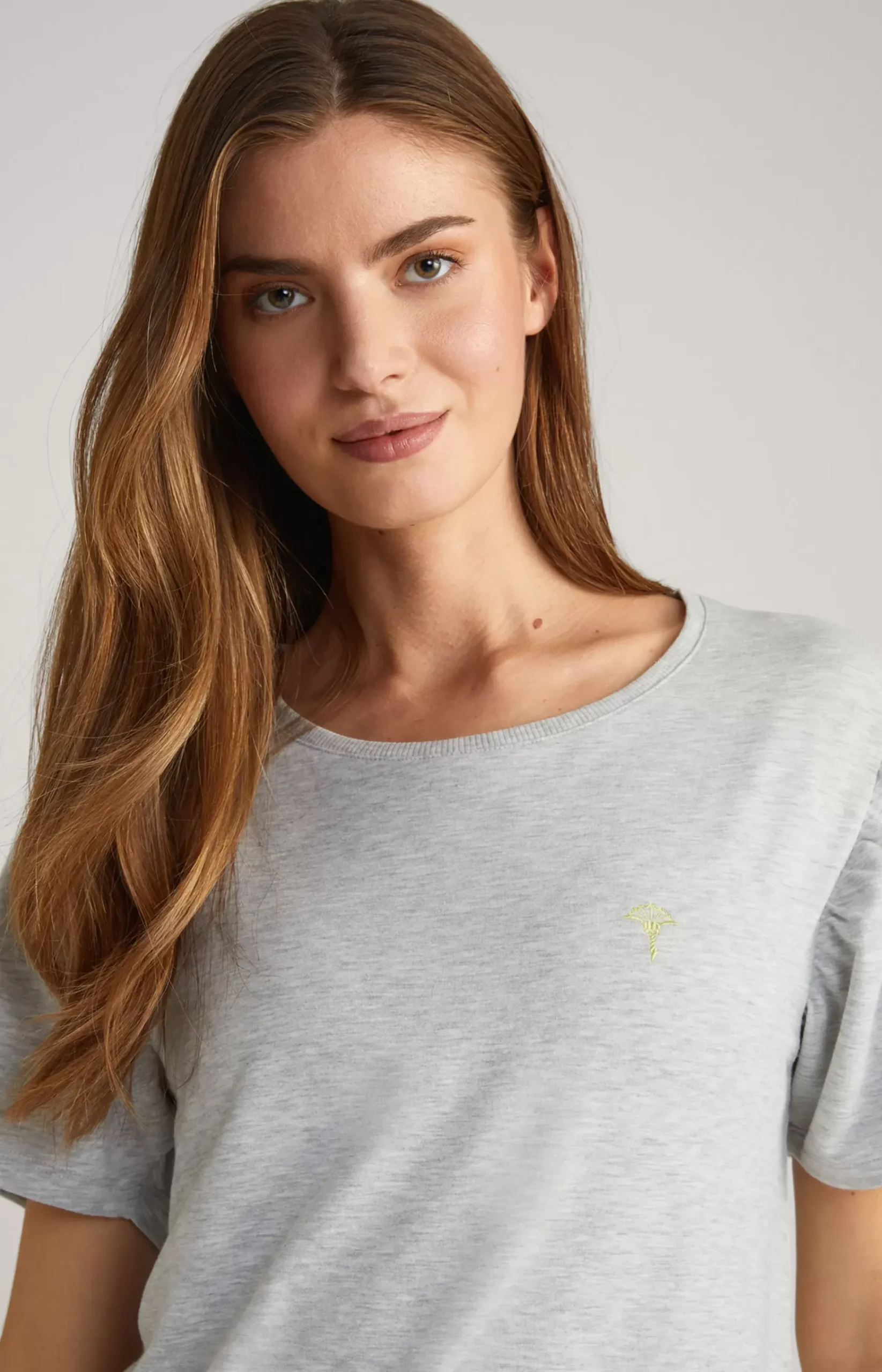 Long Loungewear Shirt in Grey Melange