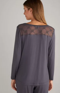 Long Sleeve Loungewear Top in Anthracite
