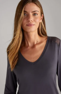 Long Sleeve Loungewear Top in Anthracite