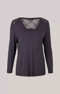 Long Sleeve Loungewear Top in Anthracite