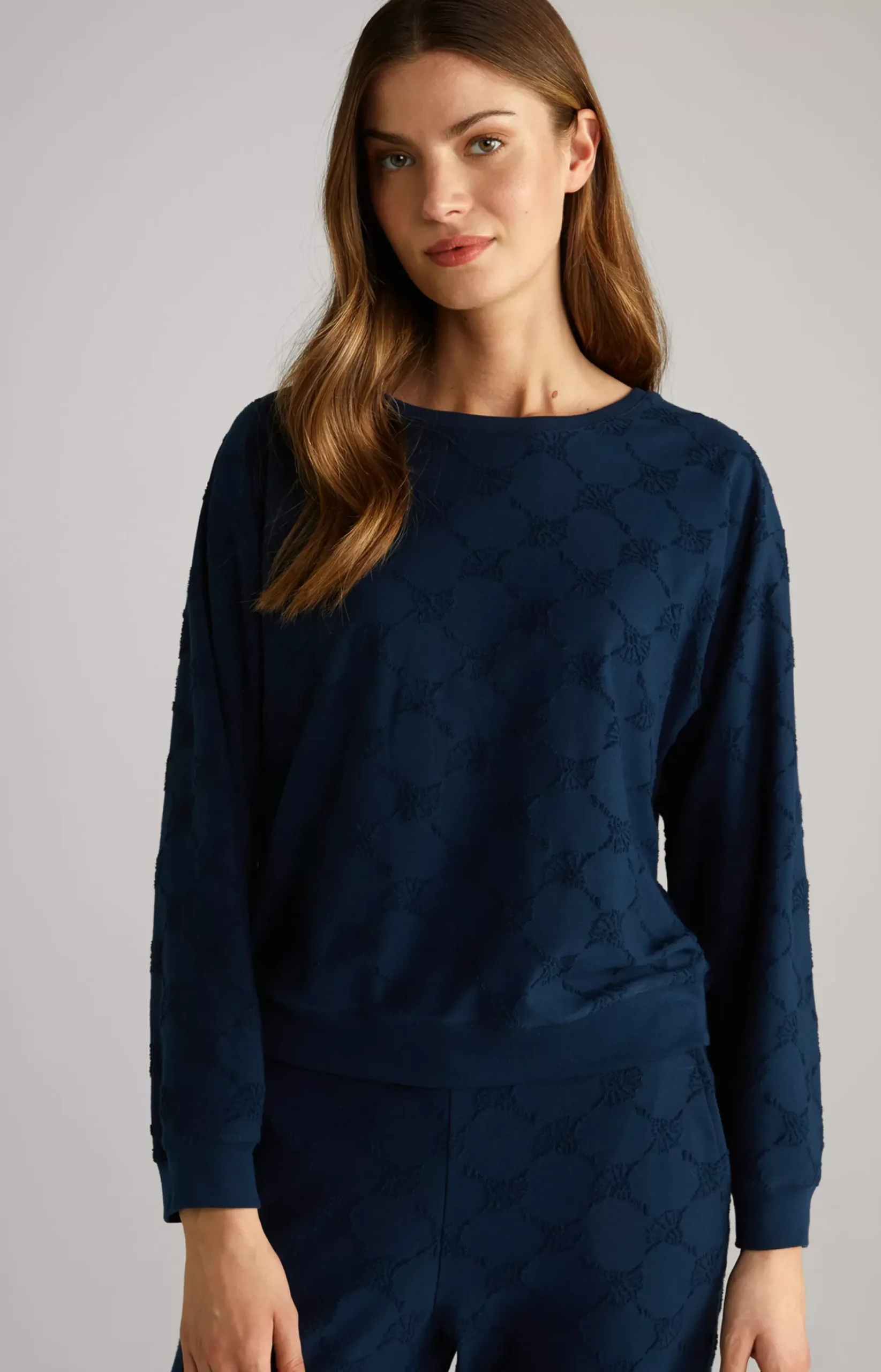 Long-Sleeve Loungewear Top in Dark Blue