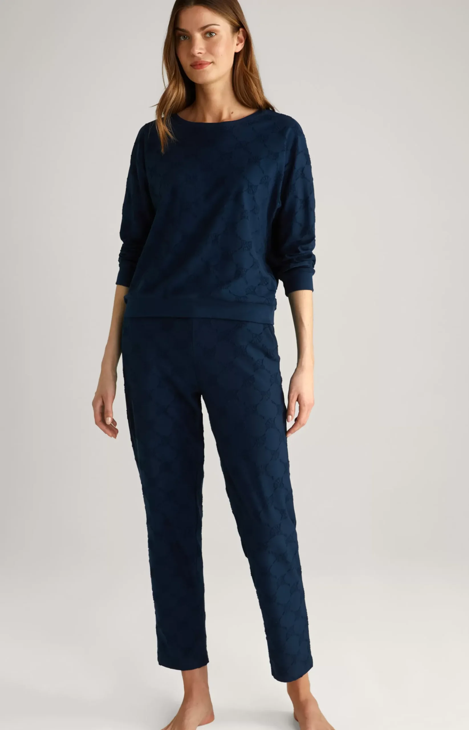 Long-Sleeve Loungewear Top in Dark Blue