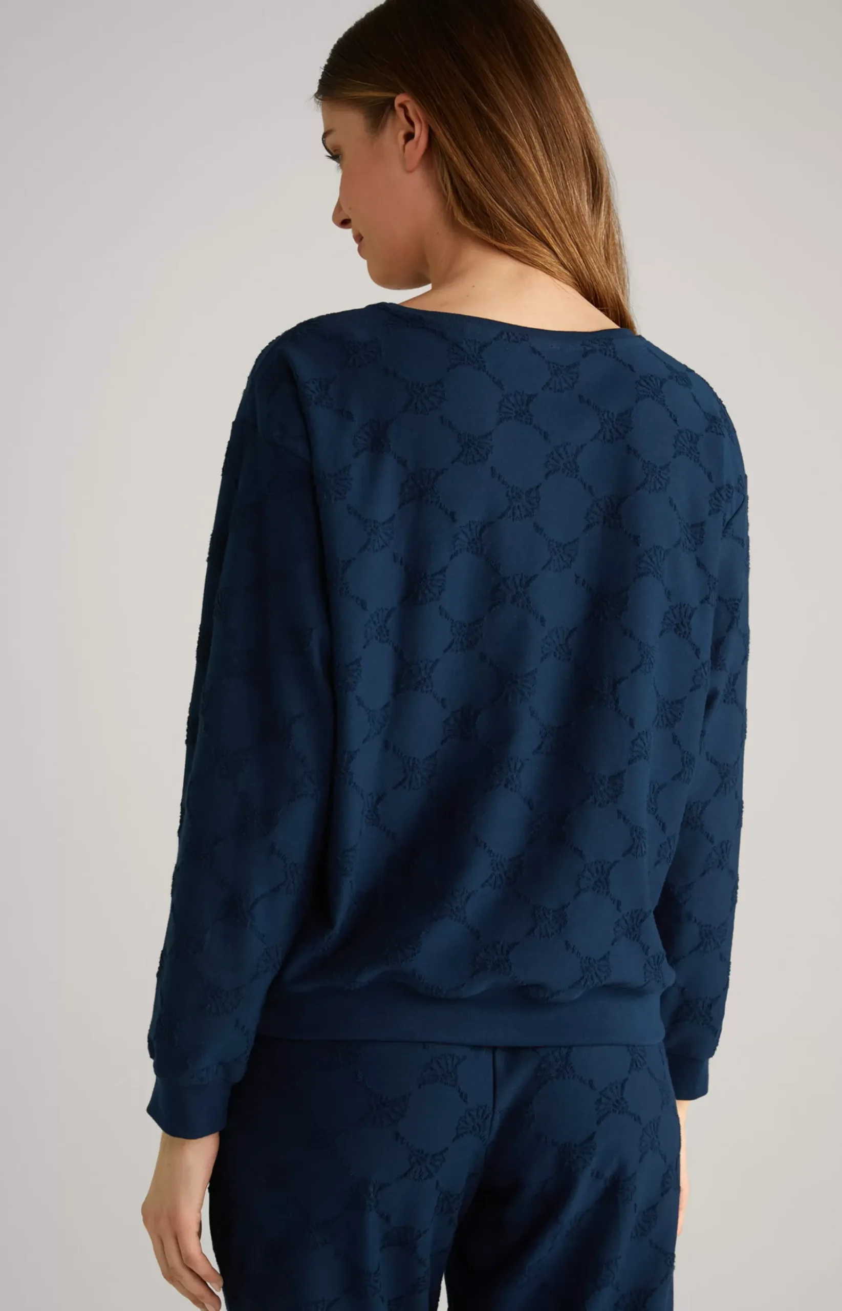 Long-Sleeve Loungewear Top in Dark Blue