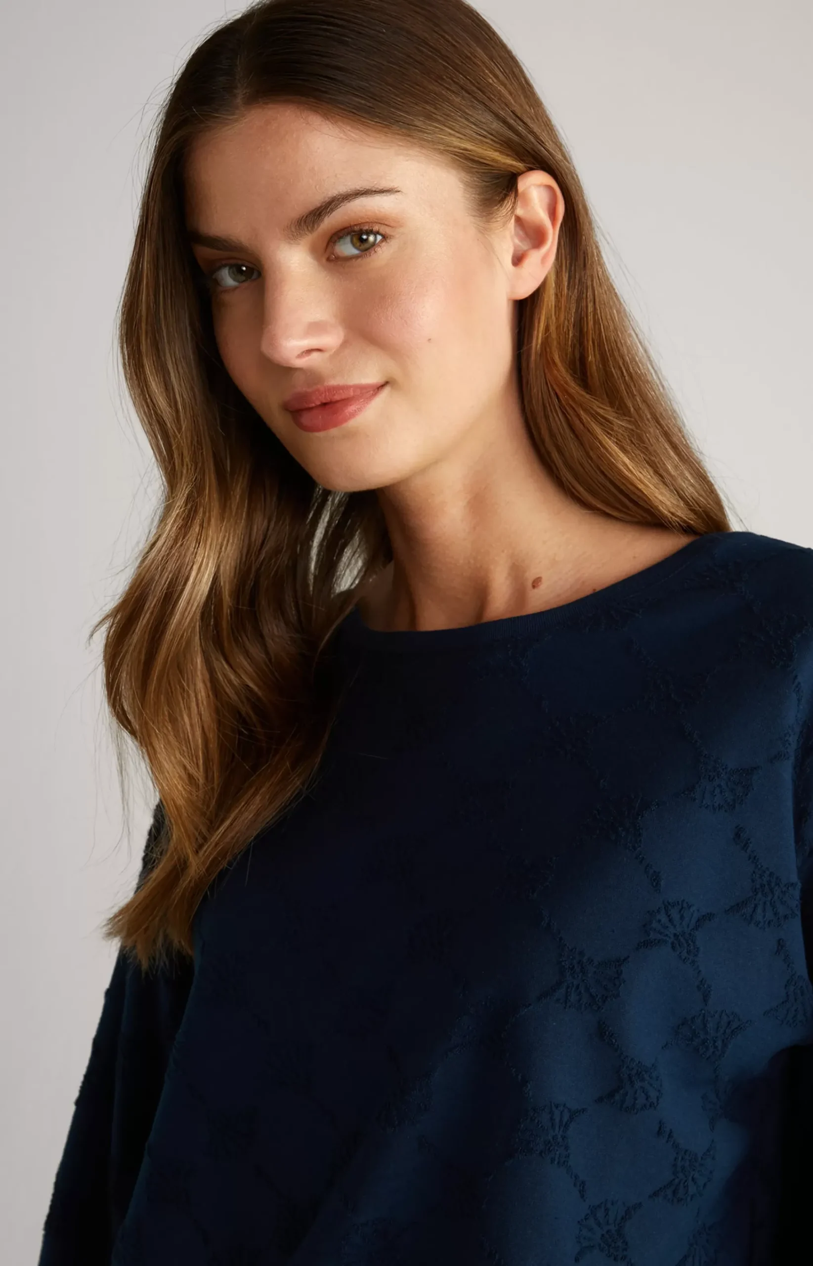 Long-Sleeve Loungewear Top in Dark Blue